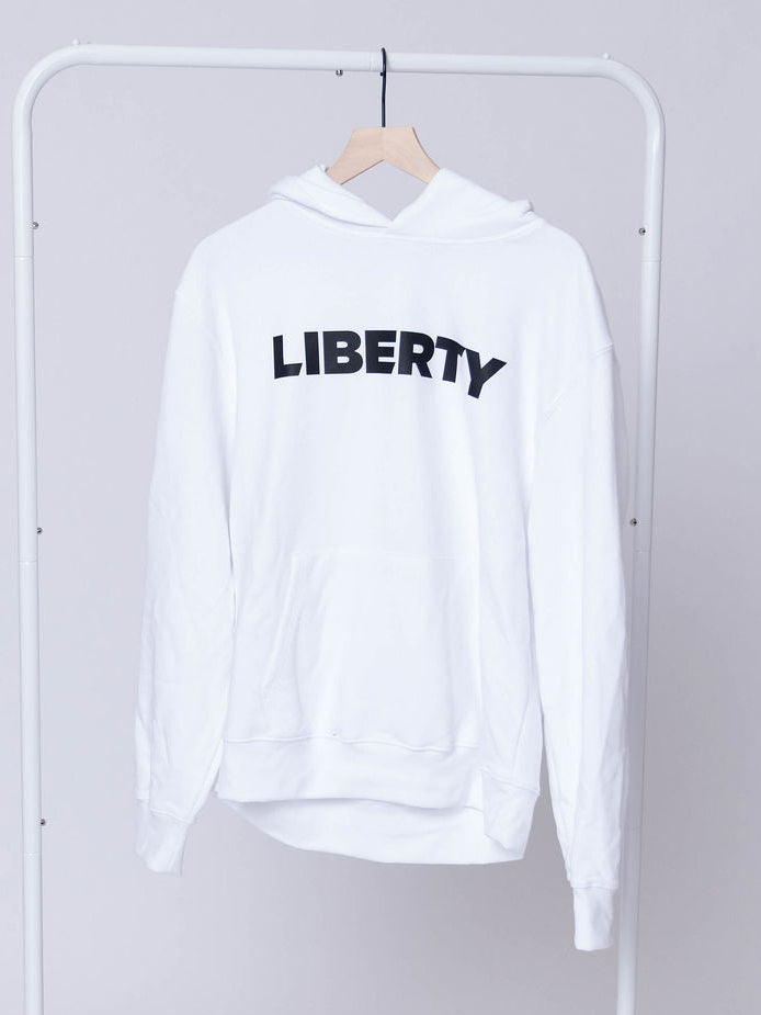 White Liberty Athletic Logo Hoodie