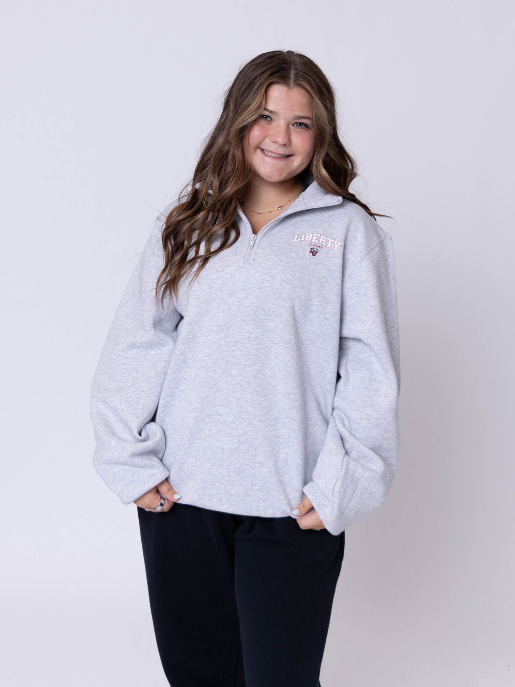 Gray Liberty Flames Quarter Zip