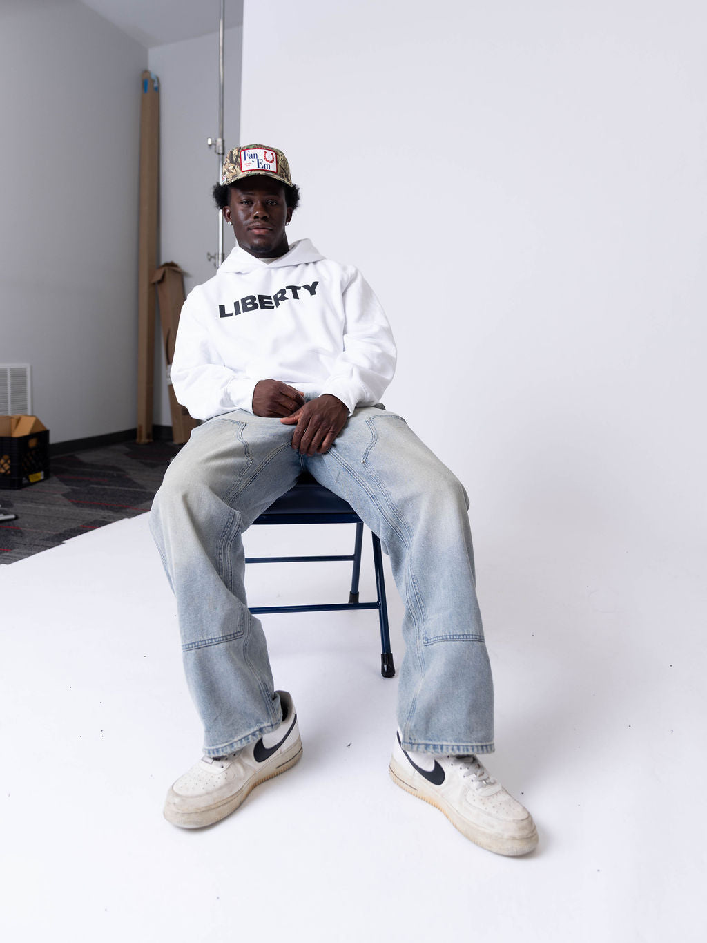 White Liberty Athletic Logo Hoodie